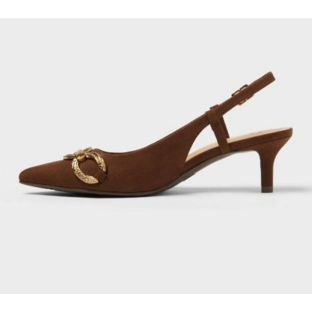 Women's Tabitha Oversized Chain Sling Back Heels with Memory Foam Insole - Picture 5 of 10